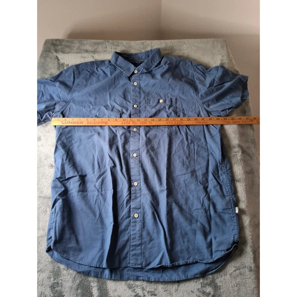 The North Face Mens XL Blue Cotton Short Sleeve Button Down Shirt Regular Fit